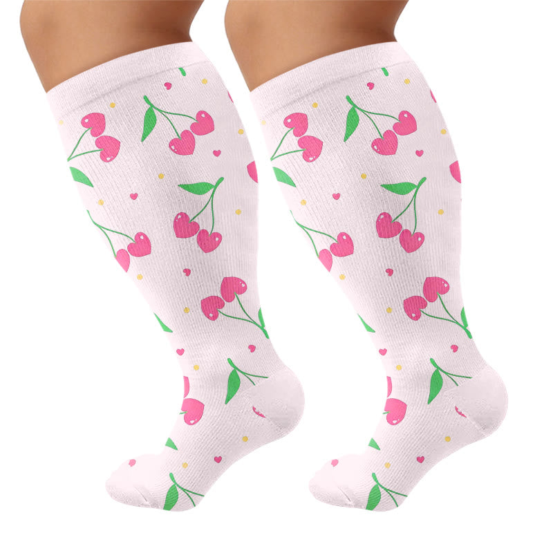 Plusock Plus Size Lemon Cherry Strawberry Compression Socks - Light Pink(1 Pair) - 4XL - image 5