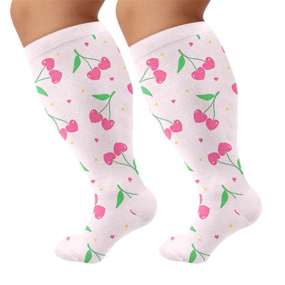 Plusock Plus Size Lemon Cherry Strawberry Compression Socks - Light Pink(1 Pair) - 4XL - image 5