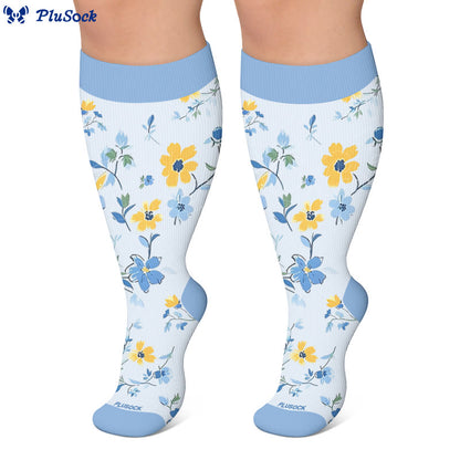 Plusock Plus Size Floral Bird Compression Socks - image 4
