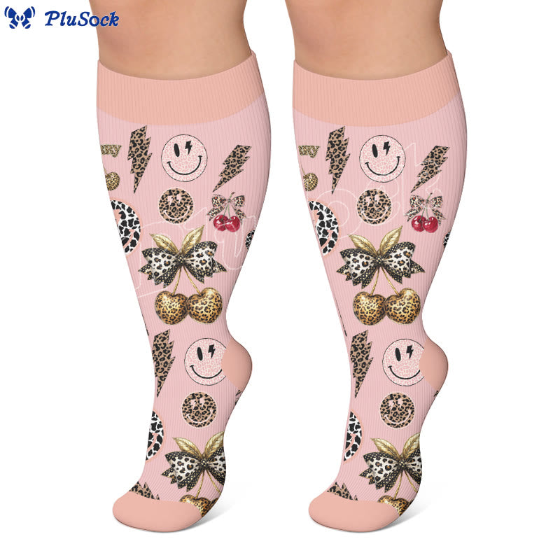 Plusock Plus Size Snake Leopard Print Compression Socks - image 2