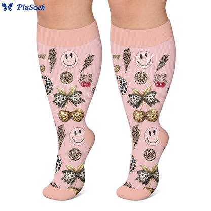 Plusock Plus Size Snake Leopard Print Compression Socks - image 2