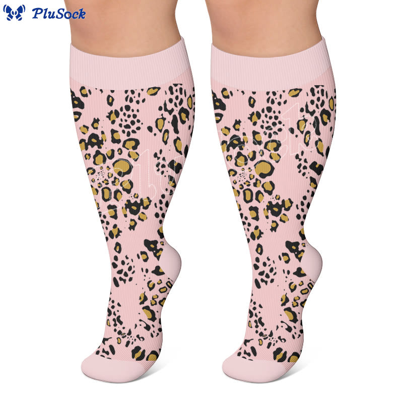Plusock Plus Size Snake Leopard Print Compression Socks - image 3