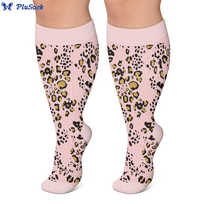 Plusock Plus Size Snake Leopard Print Compression Socks - image 3