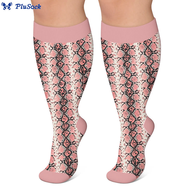 Plusock Plus Size Snake Leopard Print Compression Socks - image 4