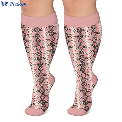 Plusock Plus Size Snake Leopard Print Compression Socks - image 4