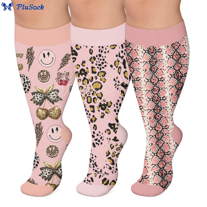 Plusock Plus Size Snake Leopard Print Compression Socks - image 0