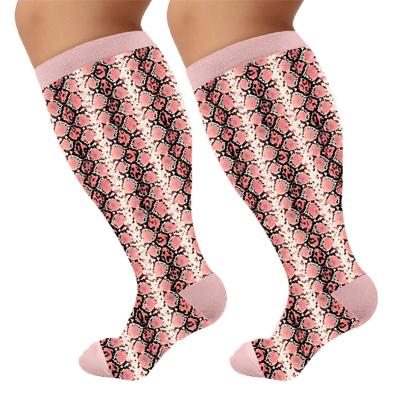Plusock Plus Size Snake Leopard Print Compression Socks - Snake Print(1 Pair) - 4XL - image 7