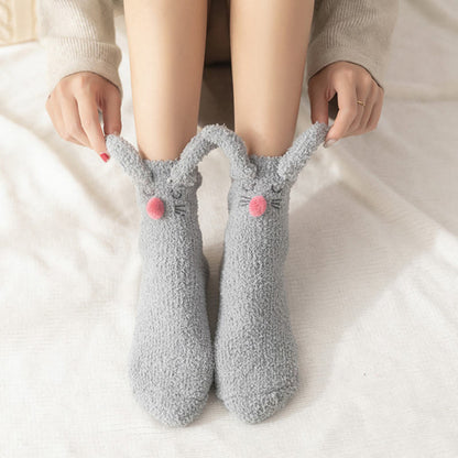 Plusock Plush Rabbit Ears Quarter Socks(3 Pairs) - image 3