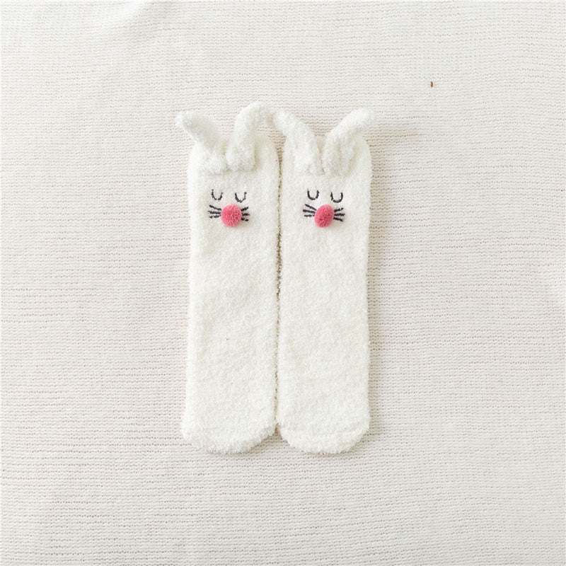 Plusock Plush Rabbit Ears Quarter Socks(3 Pairs) - White - EU36-40(US3-7) - image 9