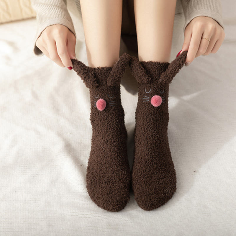 Plusock Plush Rabbit Ears Quarter Socks(3 Pairs) - image 1