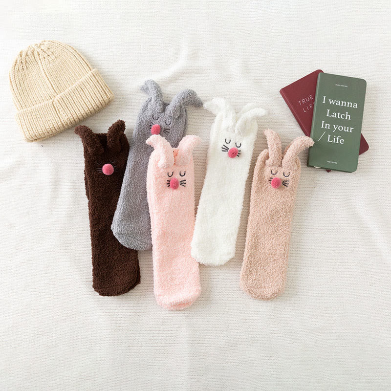 Plusock Plush Rabbit Ears Quarter Socks(3 Pairs) - image 5