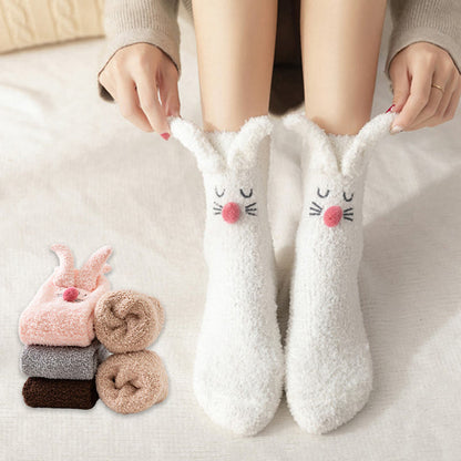 Plusock Plush Rabbit Ears Quarter Socks(3 Pairs) - image 0