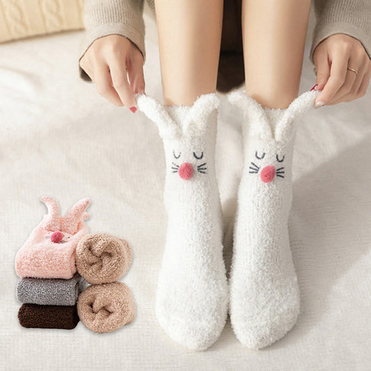 Plusock Plush Rabbit Ears Quarter Socks(3 Pairs) - image 0