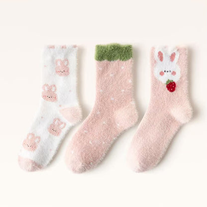 Plusock Adorable Bunny Quarter Socks(3 Pairs) - Multicolor - EU36-40(US3-7) - image 5