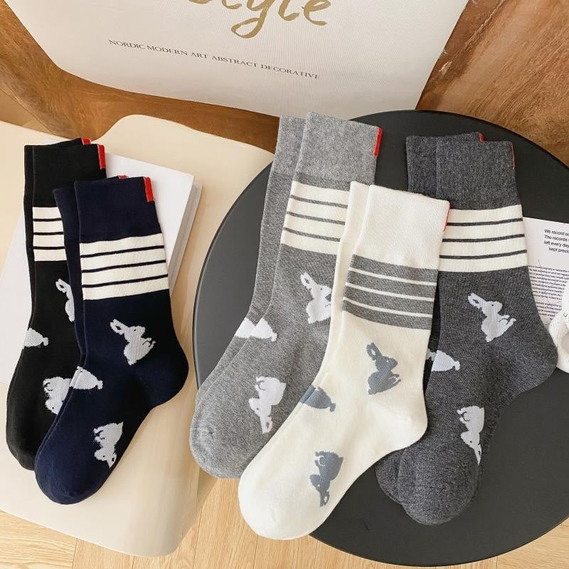 Plusock Four Stripe Rabbit Quarter Socks(5 Pairs) - image 13
