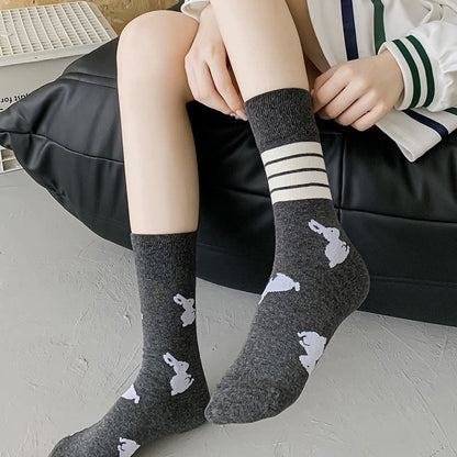 Plusock Four Stripe Rabbit Quarter Socks(5 Pairs) - image 3