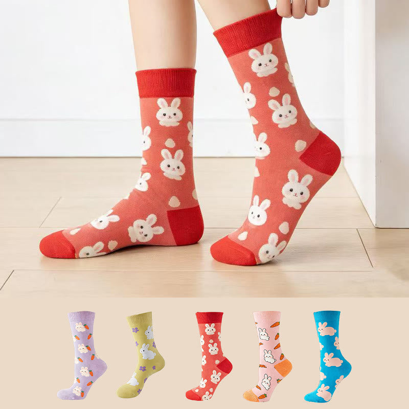 Plusock Funny Cartoon Quarter Socks(5 Pairs) - Multicolor - EU38-43(US5-9) - image 0