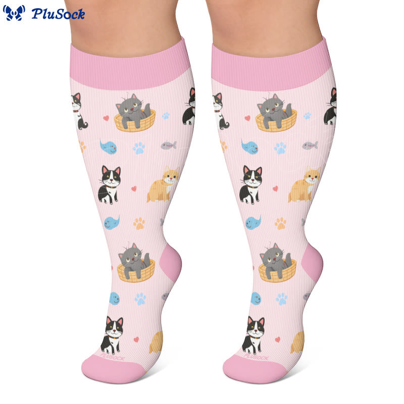 Plusock Plus Size Cute Pets Cartoon Compression Socks - image 3