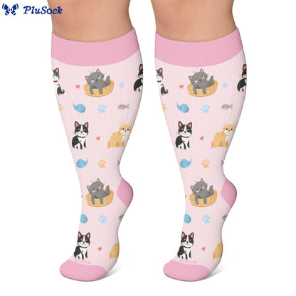 Plusock Plus Size Cute Pets Cartoon Compression Socks - image 3