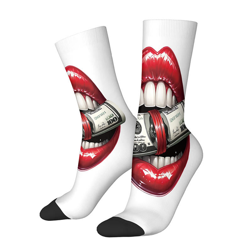 Plusock 3D Lips Bow Us Dollars Quarter Socks(3 Pairs) - F - EU36-42(US3-8.5) - image 8