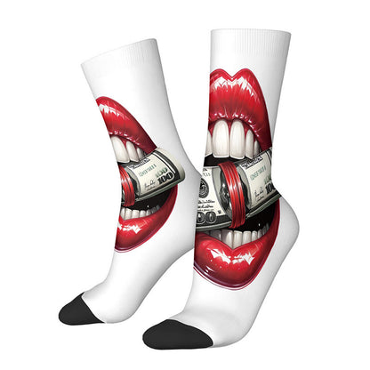 Plusock 3D Lips Bow Us Dollars Quarter Socks(3 Pairs) - F - EU36-42(US3-8.5) - image 8