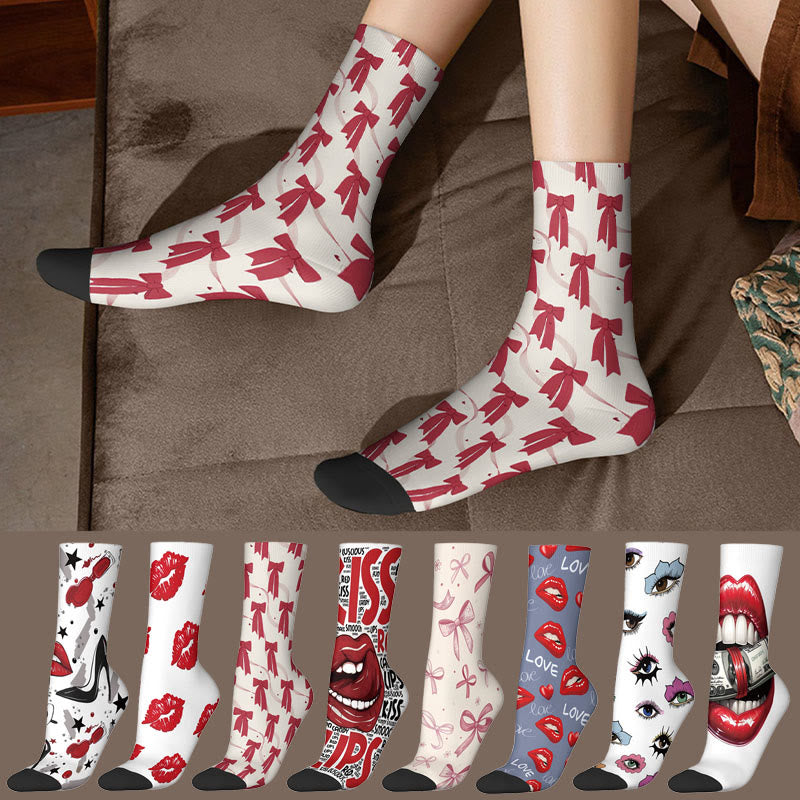 Plusock 3D Lips Bow Us Dollars Quarter Socks(3 Pairs) – plusock