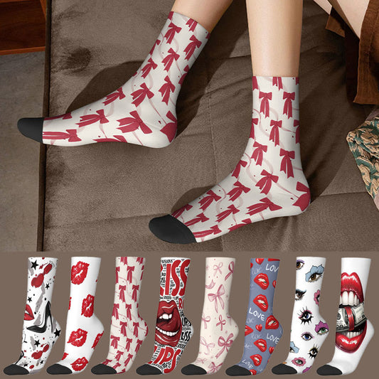 Plusock 3D Lips Bow Us Dollars Quarter Socks(3 Pairs) - image 0