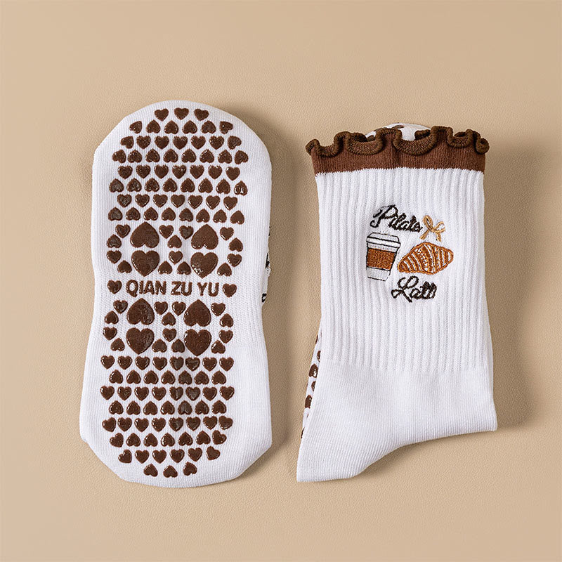Plusock Plus Size Cherry Coffee Yoga Socks(4 Pairs) - image 8
