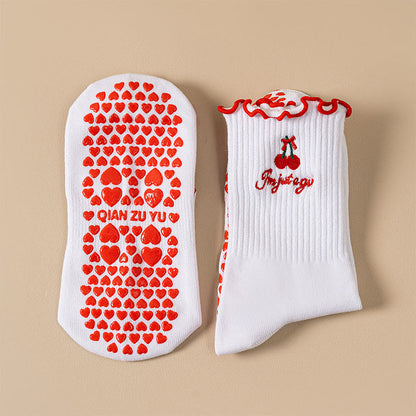 Plusock Plus Size Cherry Coffee Yoga Socks(4 Pairs) - image 9