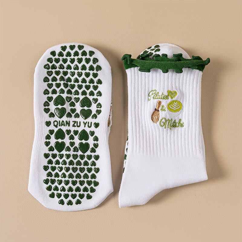 Plusock Plus Size Cherry Coffee Yoga Socks(4 Pairs) - image 7