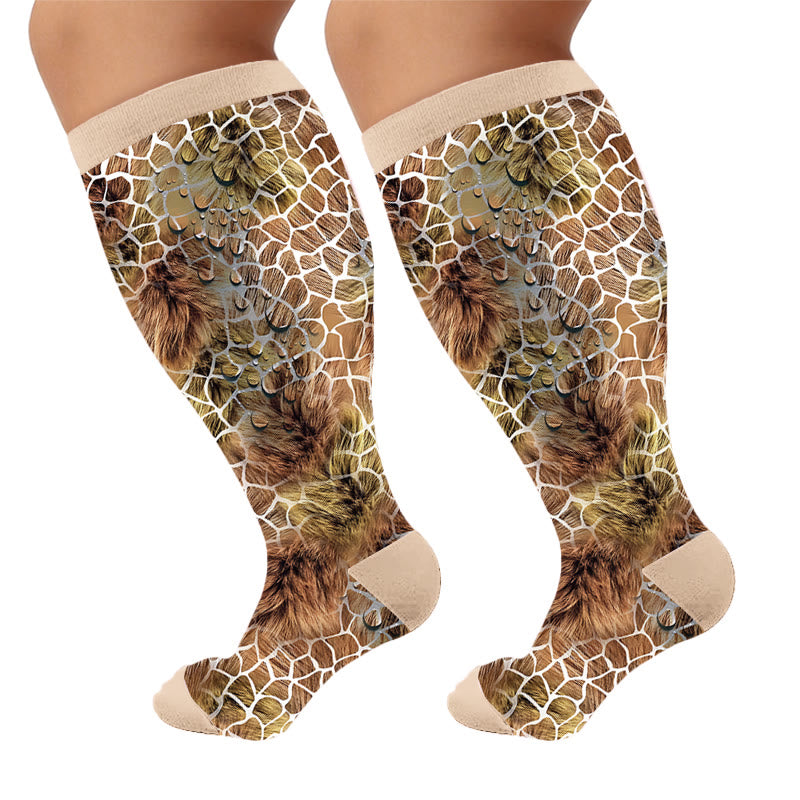 Plusock Plus Size Textured Compression Socks - Giraffe(1 Pair) - 4XL - image 6