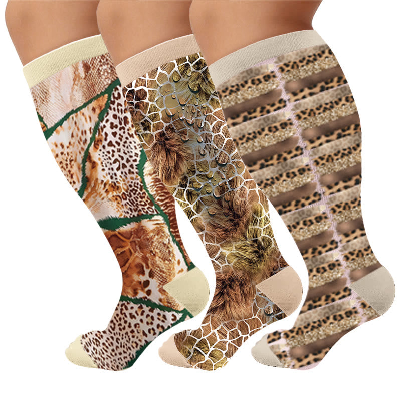 Plusock Plus Size Textured Compression Socks - Multicolor(3 Pairs) - 4XL - image 1