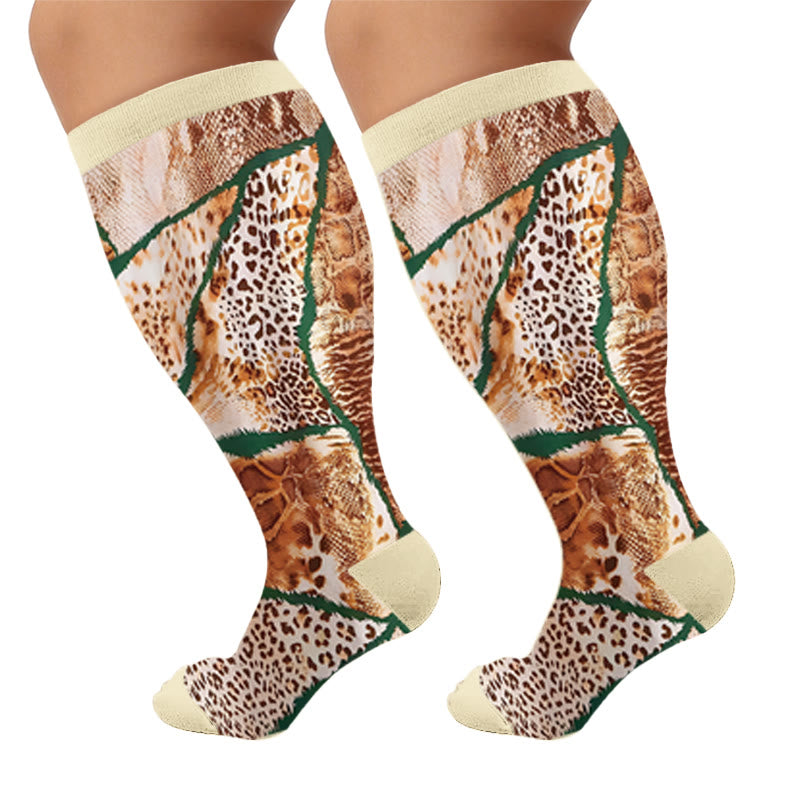 Plusock Plus Size Textured Compression Socks - Patchwork(1 Pair) - 4XL - image 5