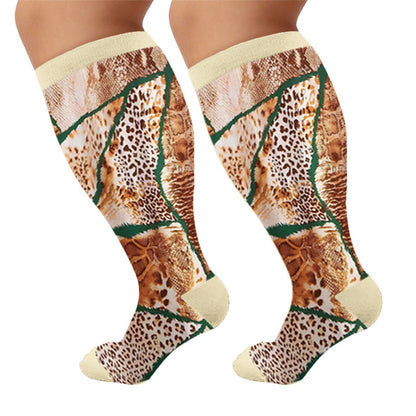 Plusock Plus Size Textured Compression Socks - Patchwork(1 Pair) - 4XL - image 5