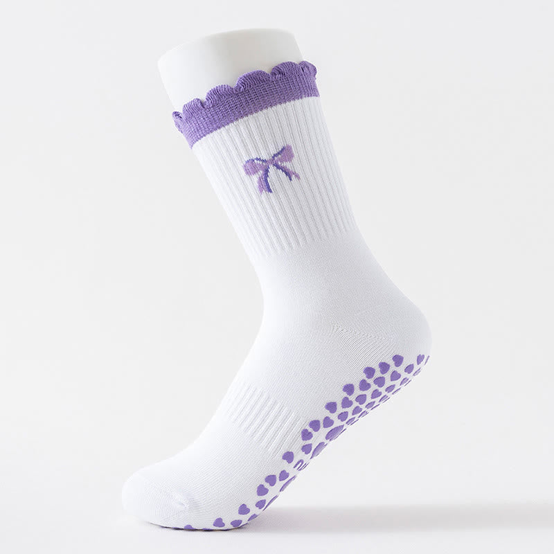 Plusock Plus Size Cherry Heart Bow Avocado Yoga Socks(4 Pairs) - image 1