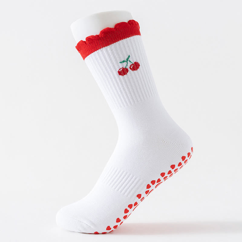 Plusock Plus Size Cherry Heart Bow Avocado Yoga Socks(4 Pairs) - image 2