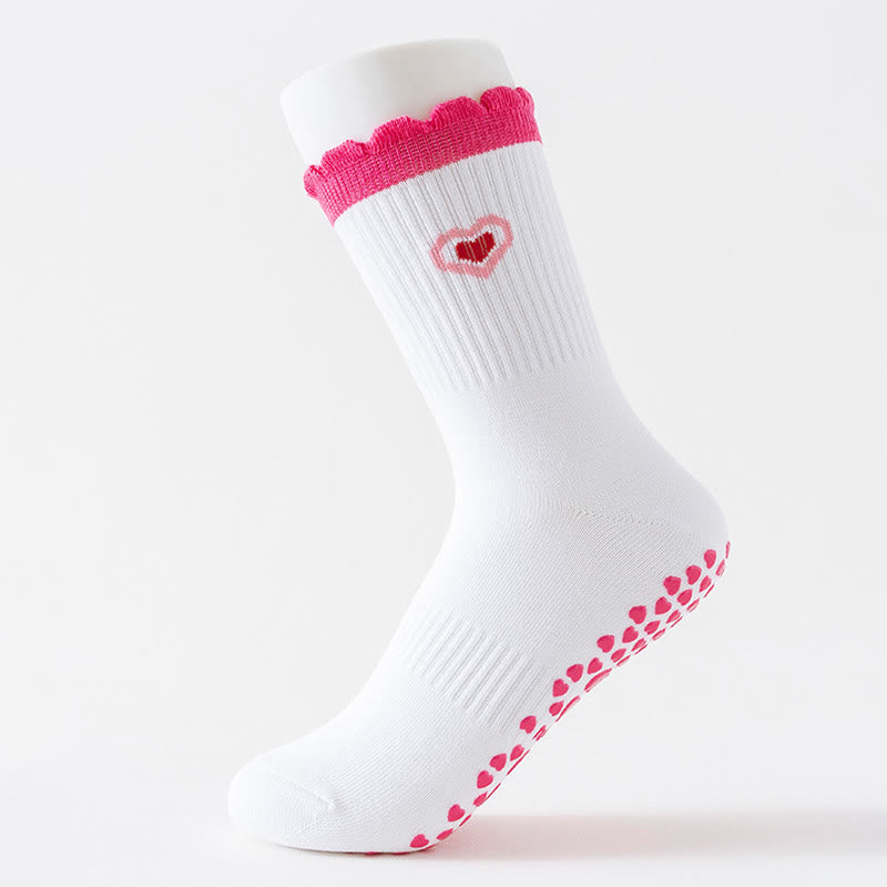 Plusock Plus Size Cherry Heart Bow Avocado Yoga Socks(4 Pairs) - image 4