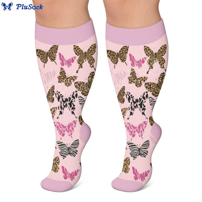 Plusock Plus Size Printed Butterfly Pattern Compression Socks - image 4