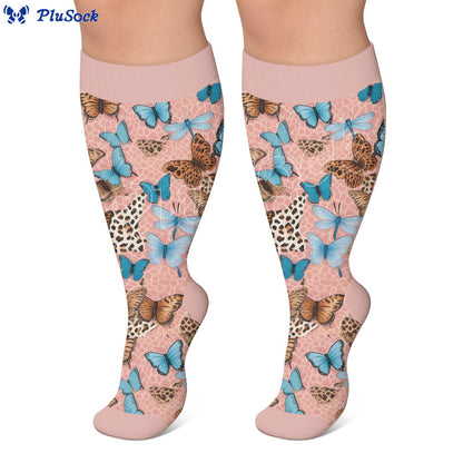 Plusock Plus Size Printed Butterfly Pattern Compression Socks - image 2