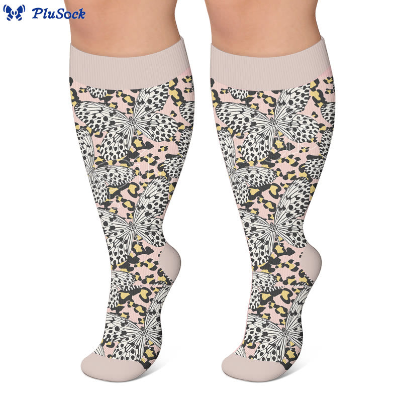 Plusock Plus Size Printed Butterfly Pattern Compression Socks - image 3