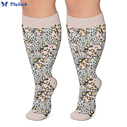 Plusock Plus Size Printed Butterfly Pattern Compression Socks - image 3