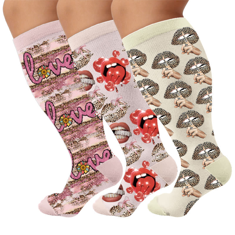 Plusock Plus Size Lip Compression Stockings - Multicolor(3 Pairs) - 4XL - image 1