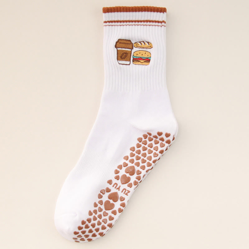 Plusock Plus Size Puppy Coffee Yoga Socks(3 Pairs) - Hamburger - EU36-40(US3-7) - image 10