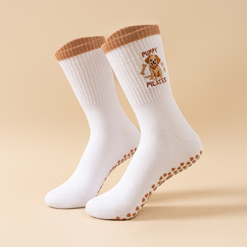 Plusock Plus Size Puppy Coffee Yoga Socks(3 Pairs) - image 1