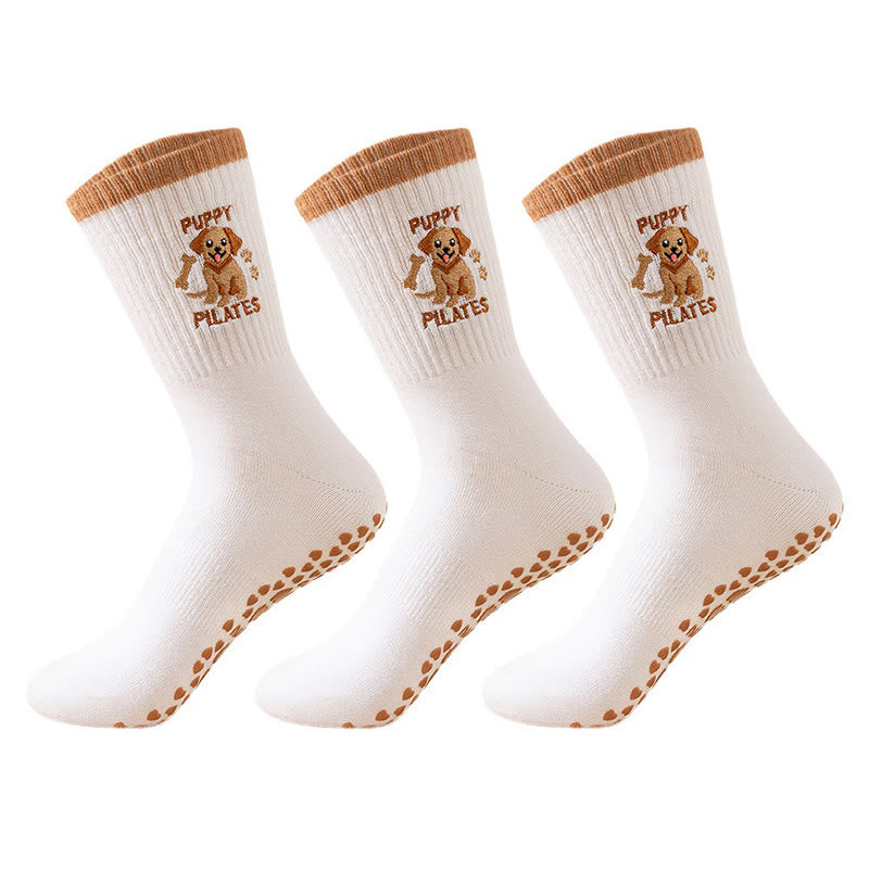 Plusock Plus Size Puppy Coffee Yoga Socks(3 Pairs) - image 7