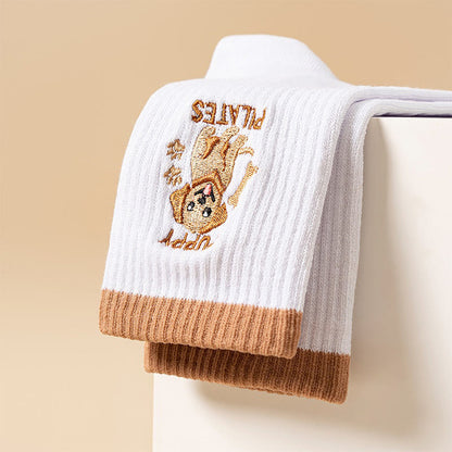 Plusock Plus Size Puppy Coffee Yoga Socks(3 Pairs) - image 11