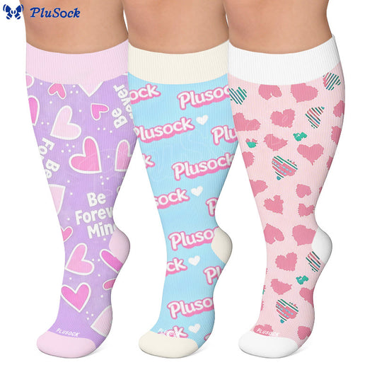 Plusock Plus Size Playful Heart Series Compression Socks - image 0