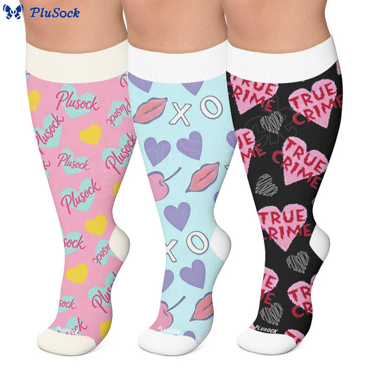 Plusock Plus Size Sweet Pop Art LoveCompression Socks - image 0