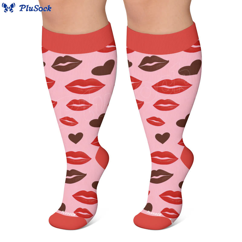 Plusock Plus Size Graffiti Lips Comic Style Compression Socks - image 4