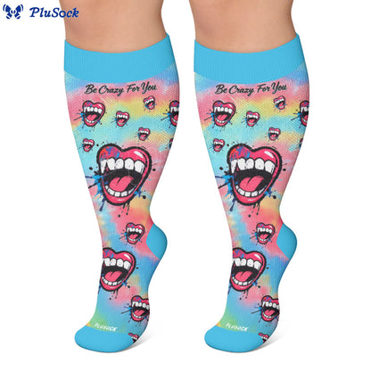 Plusock Plus Size Graffiti Lips Comic Style Compression Socks - image 3